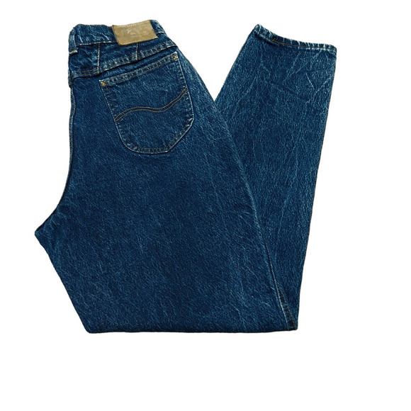 Lee Vintage High-Rise Tapered Leg Dark Acid Wash Mom Jeans - Picture 1 of 7
